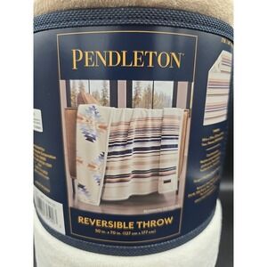 Pendleton Print Plush Soft Throw Reversible Aztec Stripe 50" X 70" NWT